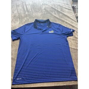 Nike Golf Dri-Fit Polo Shirt Men's XL Royal Blue Stripe‎ Short Sleeve W/Logo